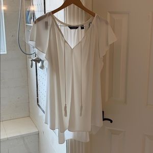 Lands End Blouse Beachy Boho Ivory Cream 20W